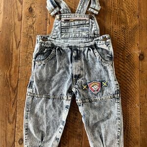 Kids Stonewash Denim Overalls with Fun Patch